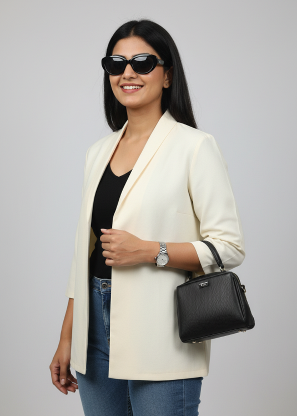 Soft And Simple Off White Jacket for Women