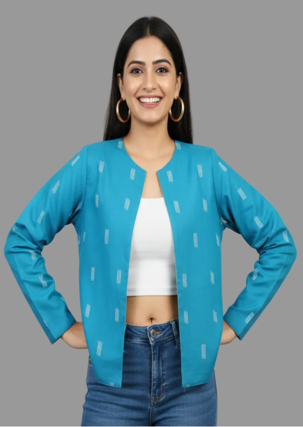 Women's Ikkat Print Reversible Jacket
