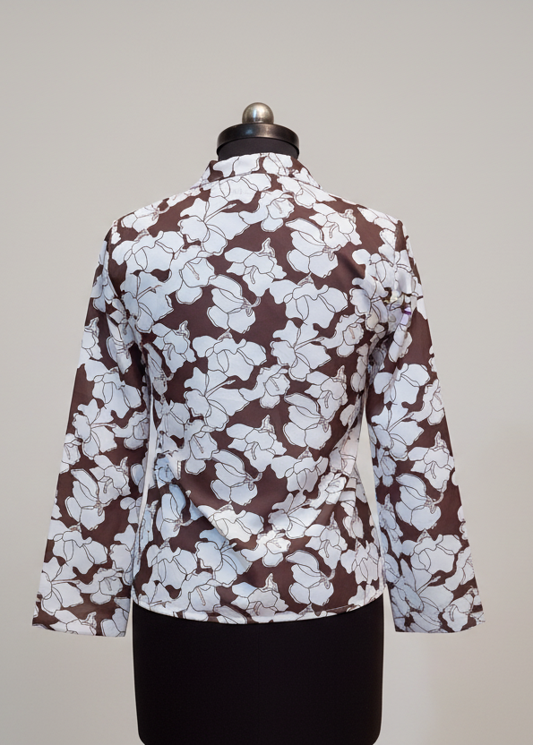 Stylish Floral Notced Collar Jacket For Women