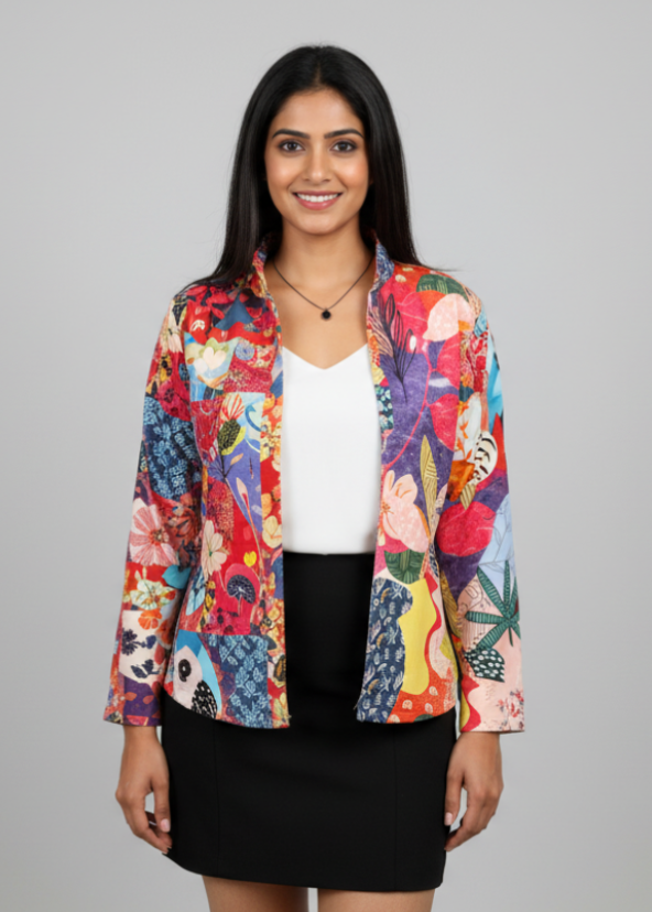 The Showstopper: Women's Abstract Floral Jacket